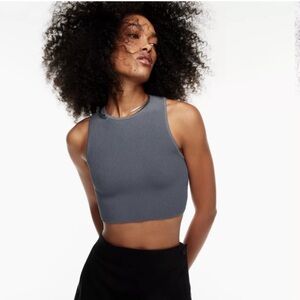 Aritzia Babaton Sculpt Knit Racer Cropped Tank Small Gray